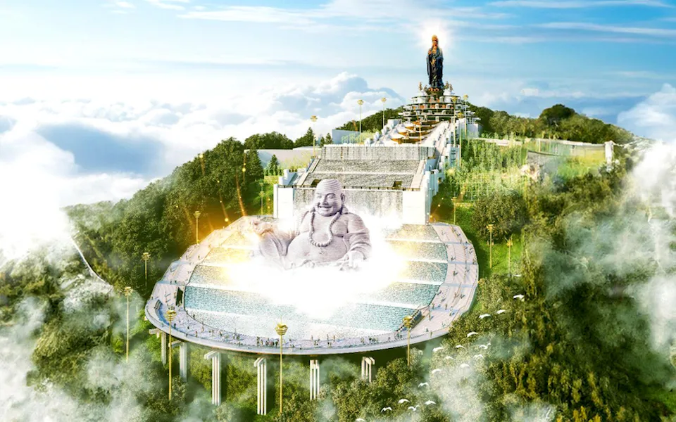 Sắp khai quang tượng Phật Di Lặc nặng 5.112 tấn trên núi Bà Đen