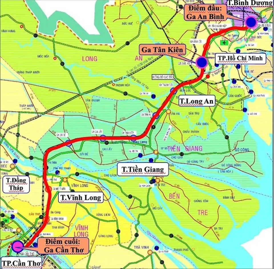 Xây dựng đường sắt TP Hồ Chí Minh - Cần Thơ trước năm 2030