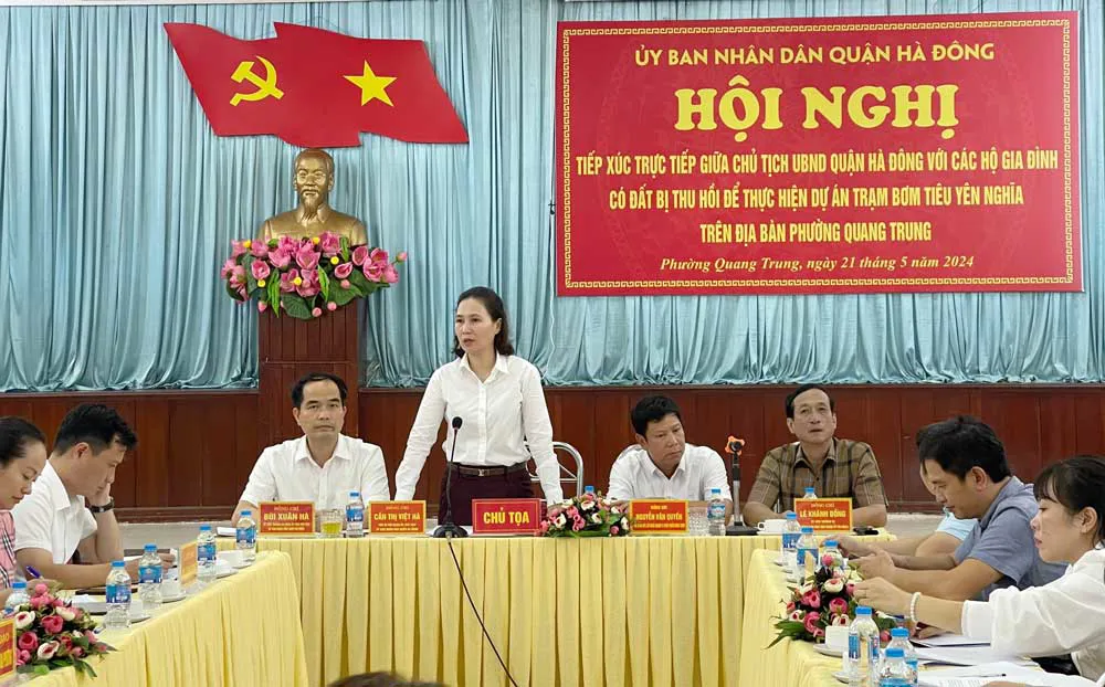 Hà Đông trao đổi chính sách giải phóng mặt bằng tại Trạm bơm tiêu Yên Nghĩa