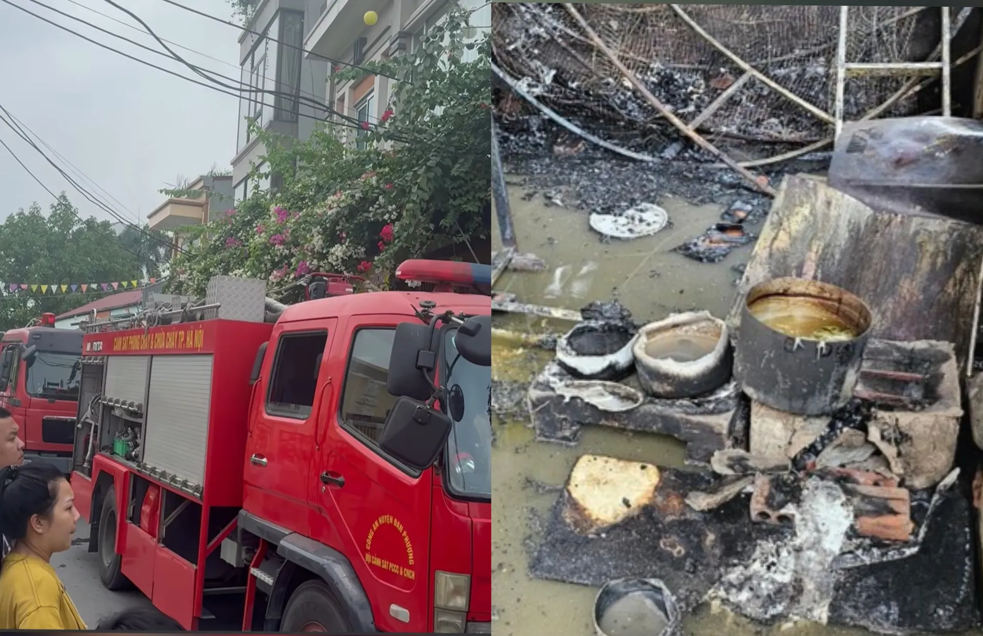 Cháy nhà ở thị trấn Phùng, huyện Đan Phượng