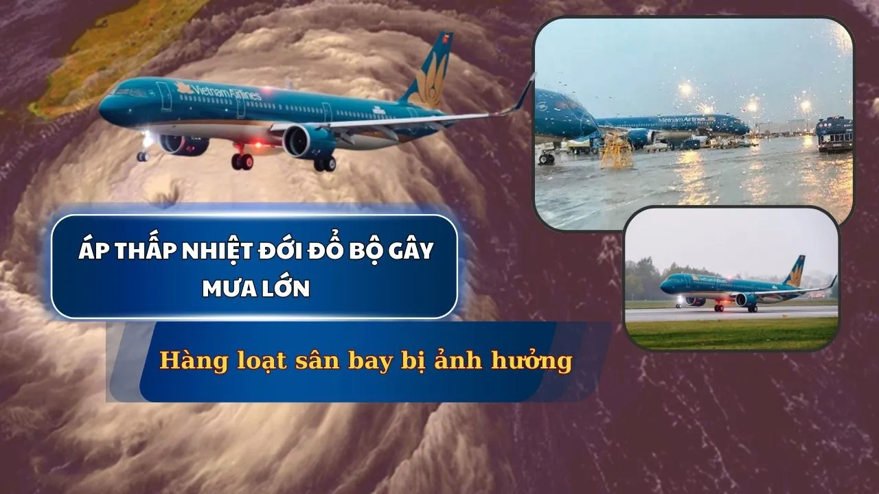 Áp thấp nhiệt đới đổ bộ gây mưa lớn, hàng loạt sân bay bị ảnh hưởng