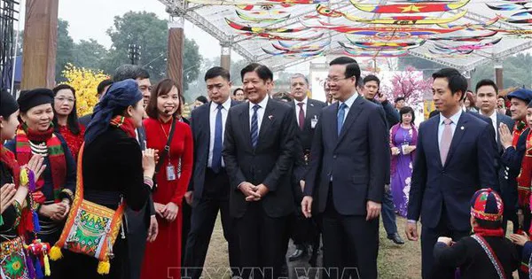 Chủ tịch nước Võ Văn Thưởng và Tổng thống Philippines tham quan Hoàng thành Thăng Long