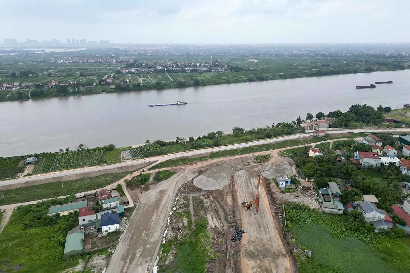 Vị trí sắp xây cầu Mễ Sở qua sông Hồng nối Hà Nội với Hưng Yên